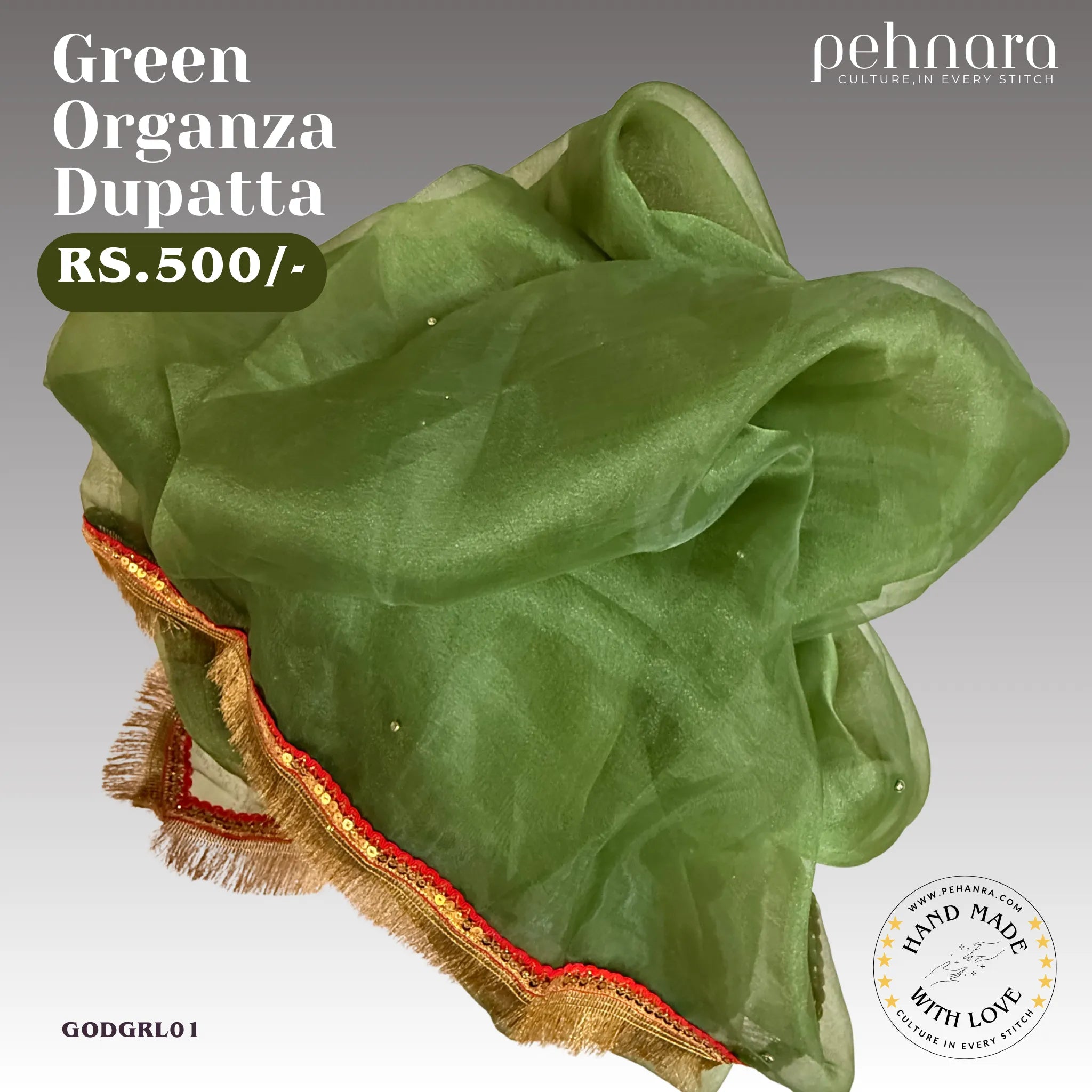 Green Organza Dupatta