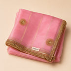 Premium Soft Pink Organza Dupatta with Sunburst Chakra Butti