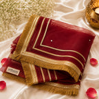 Premium Maroon Organza Dupatta with Silver Star Butti
