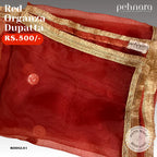 Red Organza Dupatta