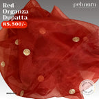 Red Organza Dupatta