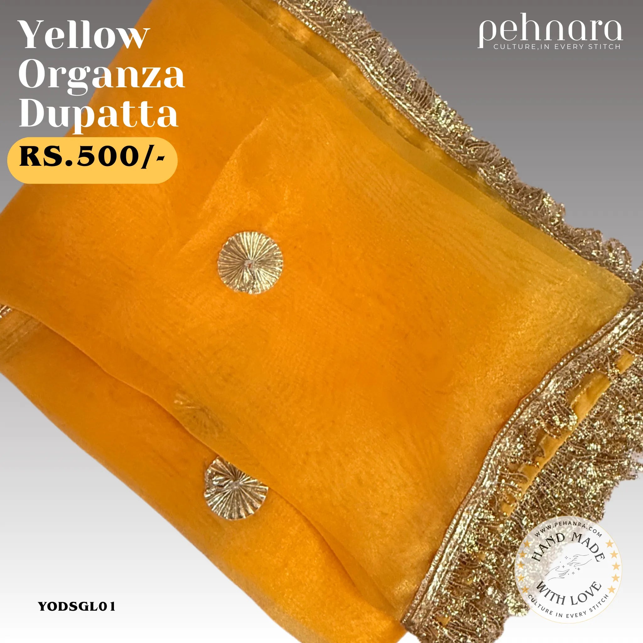 Yellow Organza Dupatta