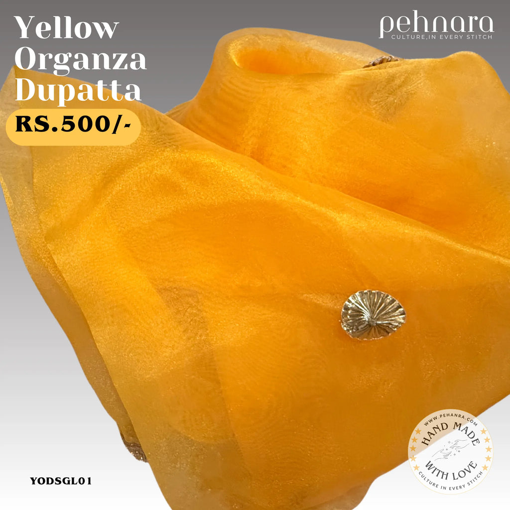 Yellow Organza Dupatta