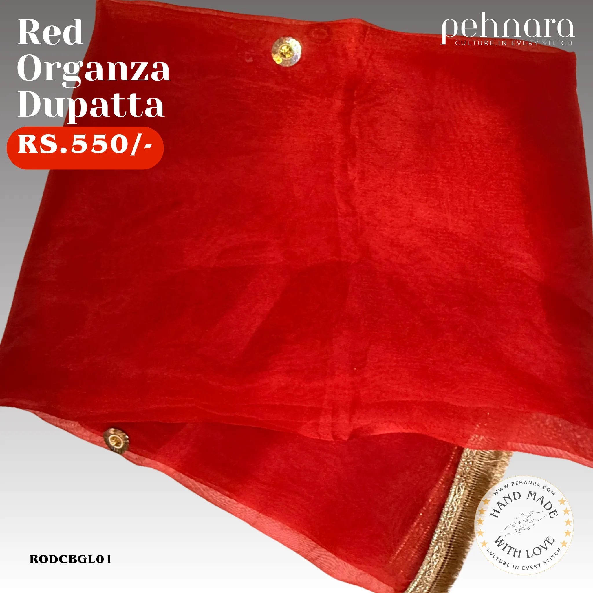 Mehroon Organza Dupatta