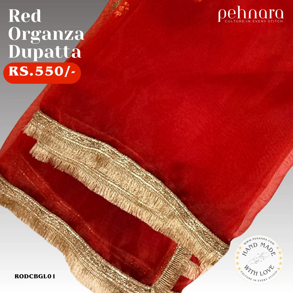 Mehroon Organza Dupatta