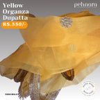 Yellow Organza Dupatta - Heavy Border
