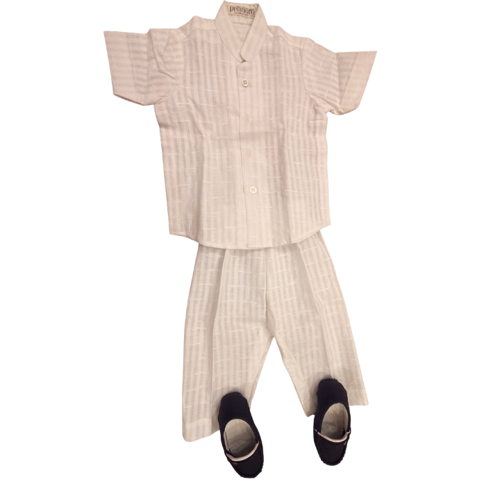 Pure Cotton White Kurta Pyjama Set for Kids