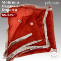 Mehroon Organza Dupatta with Silver Border