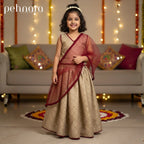 Champagne Gold Twirl Lehenga for Girls – Festive Party Wear