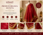 Premium Maroon Organza Dupatta with Silver Star Butti