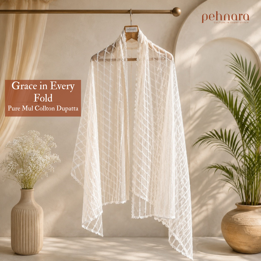 Pehnara Noor-E-Safed Mul Cotton Anarkali Set