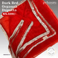 Dark Red Organza Dupatta