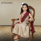 Golden Elegance Kids Lehenga Choli Set with Maroon Dupatta – Premium Festive Outfit